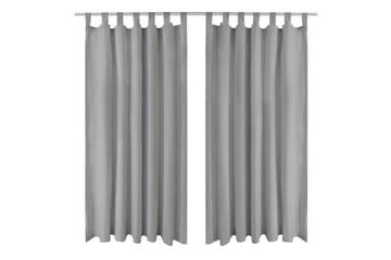 Mikrosateng gardiner med hemper 2 stk 140x245 cm grå - Grå - Tekstiler - Gardiner - Mørkleggingsgardin