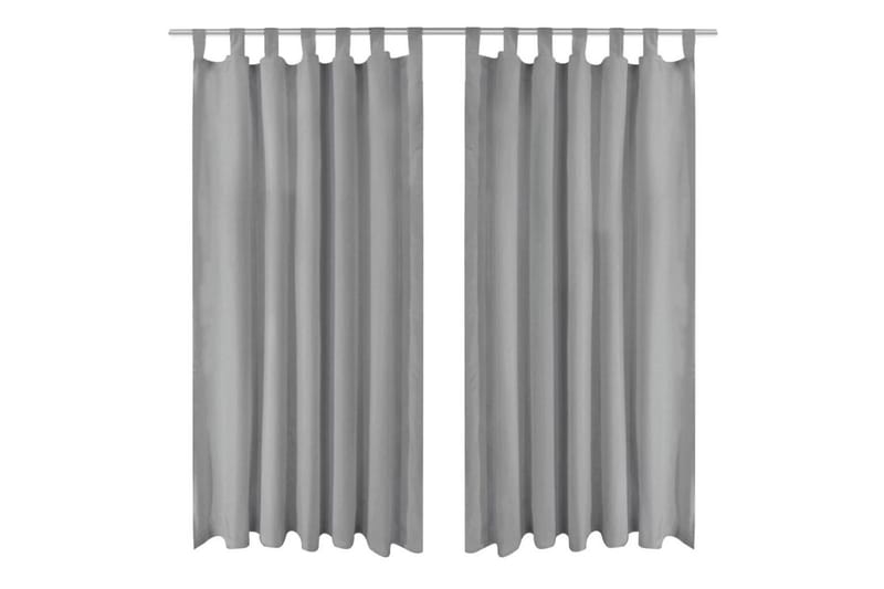 Mikrosateng gardiner med hemper 2 stk 140x245 cm grå - Grå - Tekstiler - Gardiner - Mørkleggingsgardin