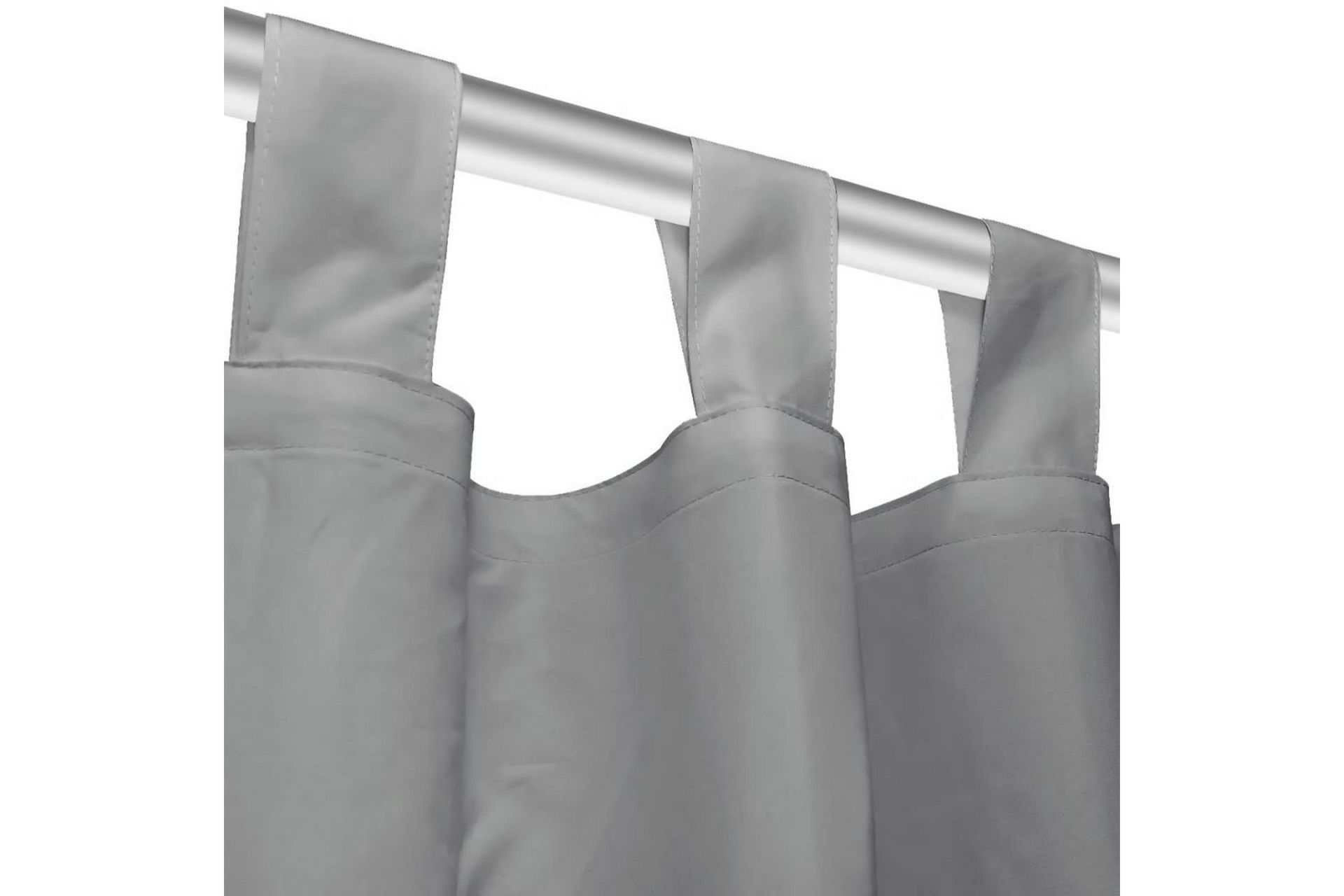 Mikrosateng gardiner med hemper 2 stk 140x245 cm grå - Grå - Tekstiler - Gardiner - Mørkleggingsgardin