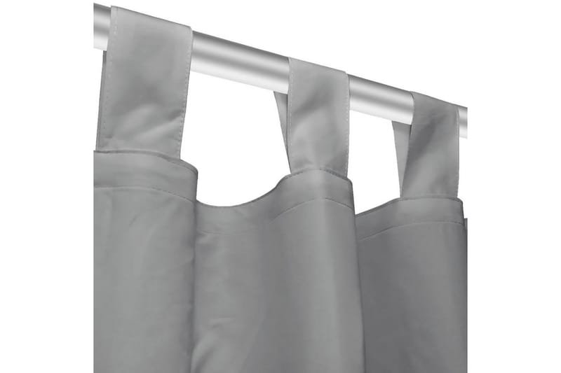 Mikrosateng gardiner med hemper 2 stk 140x245 cm grå - Grå - Tekstiler - Gardiner - Mørkleggingsgardin