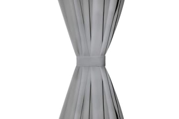 Mikrosateng gardiner med hemper 2 stk 140x245 cm grå - Grå - Tekstiler - Gardiner - Mørkleggingsgardin