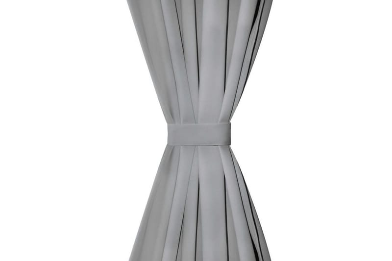 Mikrosateng gardiner med hemper 2 stk 140x245 cm grå - Grå - Tekstiler - Gardiner - Mørkleggingsgardin