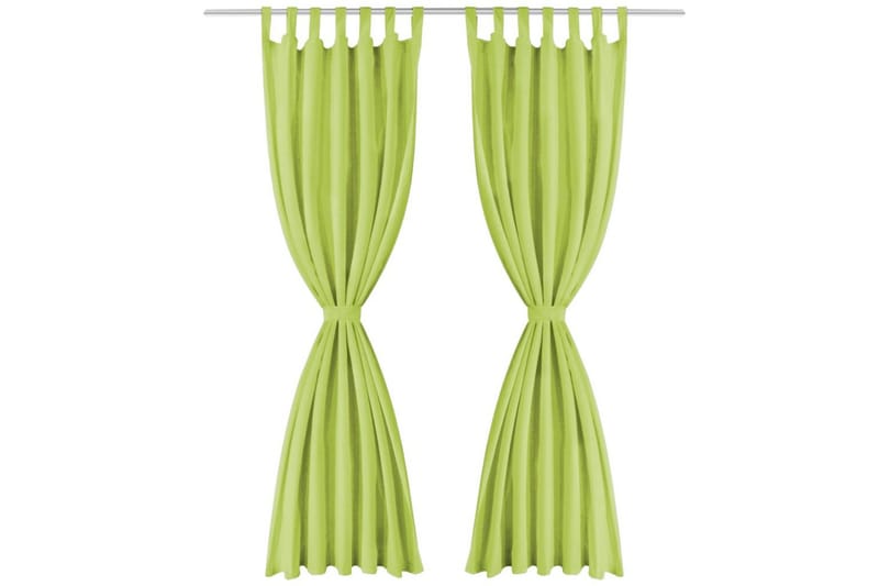 Mikrosateng gardiner med hemper 2 stk 140x245 cm grønn - Grønn - Tekstiler - Gardiner - Mørkleggingsgardin