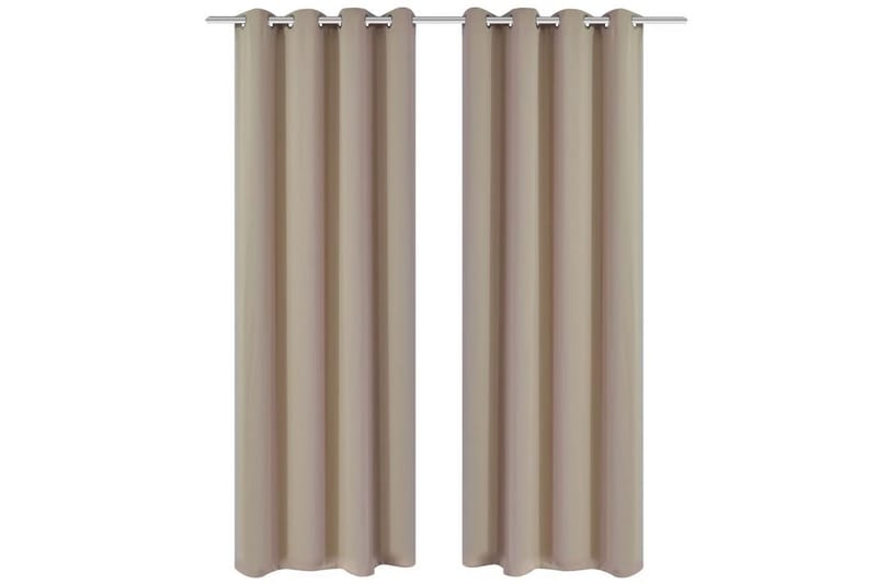 Rullegardiner med metallringer 2 stk kremhvit 135 x 245 cm - Kremhvit - Tekstiler - Gardiner - Mørkleggingsgardin