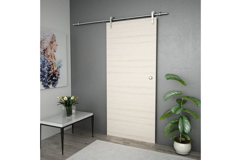 Utstyrsett for skyvedør 183 cm rustfritt stål sølv - Tekstiler - Gardiner - Mørkleggingsgardin
