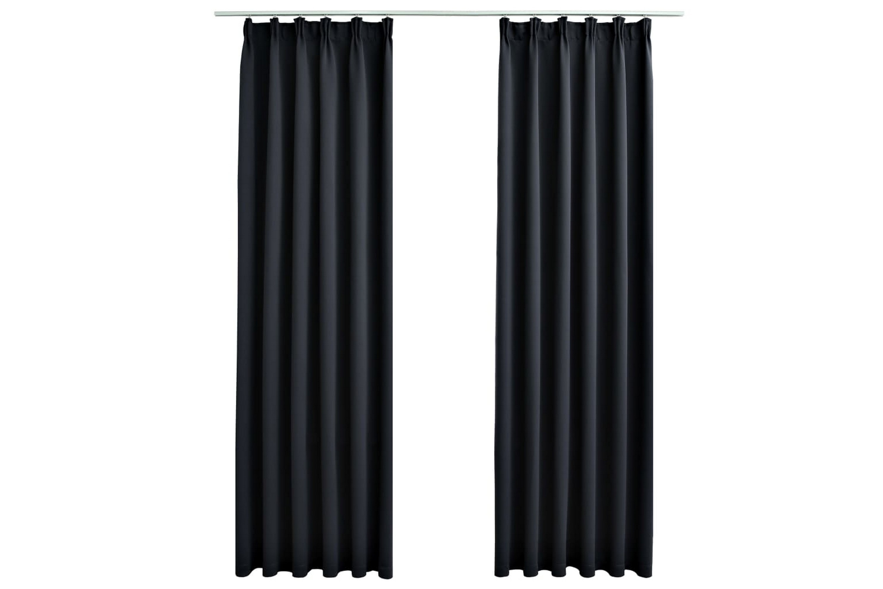 Lystette gardiner med kroker 2 stk svart 140x175 cm