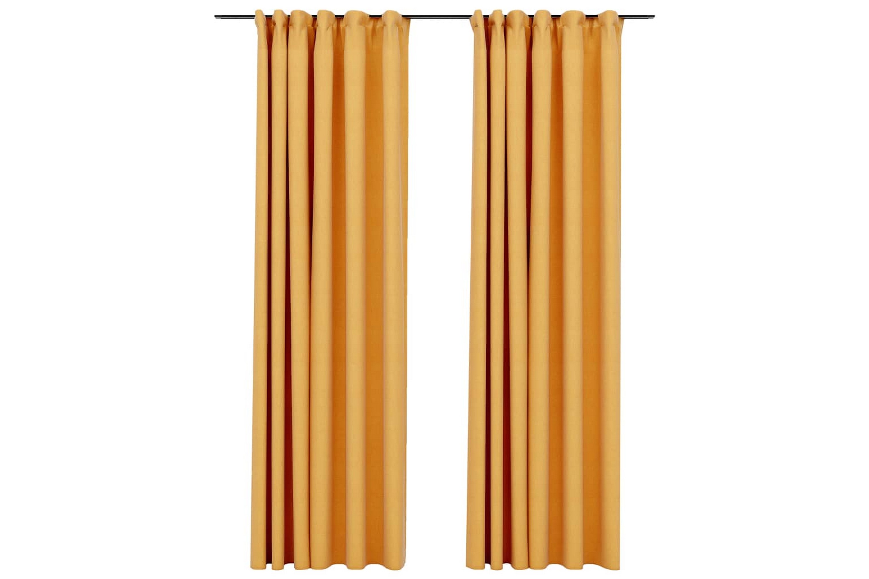 Lystette gardiner med kroker og lin-design 2 stk 140x225 cm - Gul