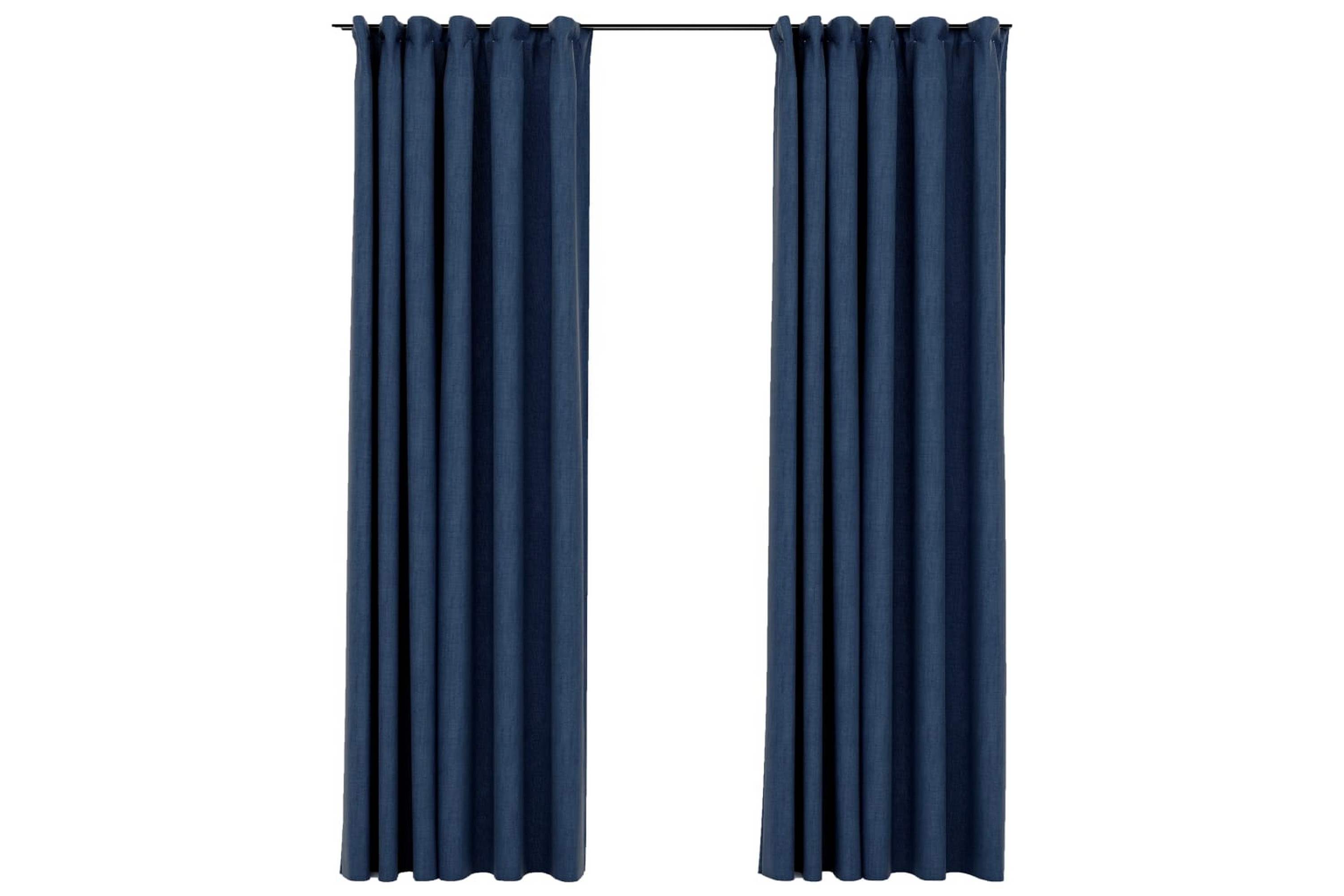 Lystette gardiner med kroker og lin-design 2 stk 140x245 cm - Blå