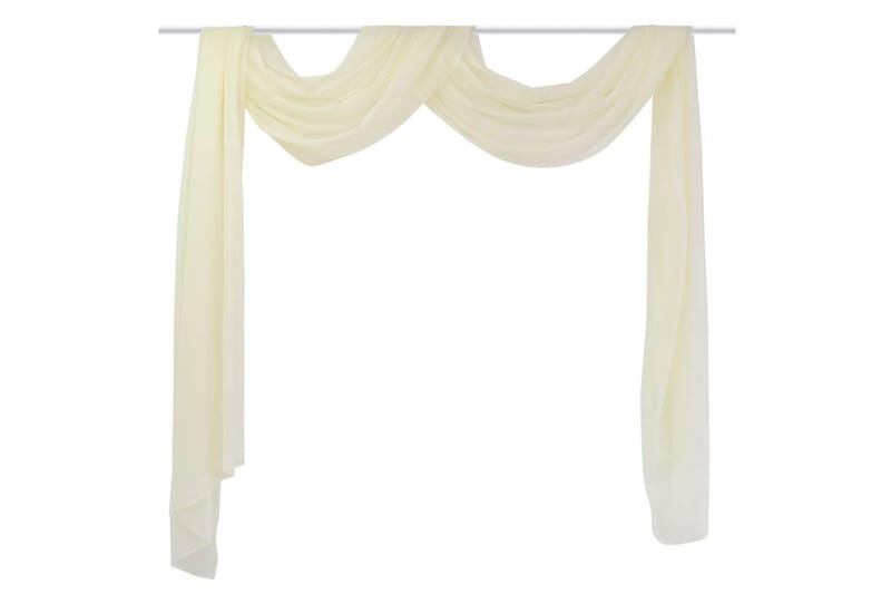 Florlett Voile Drapering Kremfarget 140 x 600 cm - Kremhvit - Tekstiler - Gardiner - Panelgardin