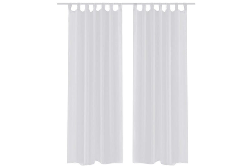 Gjennomsiktige Gardiner Hvit 140 x 225 cm 2 stk - Hvit - Tekstiler - Gardiner - Panelgardin
