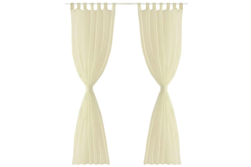 Gjennomsiktige Gardiner Krem 140 x 225 cm 2 stk - Creme - Tekstiler - Gardiner - Panelgardin