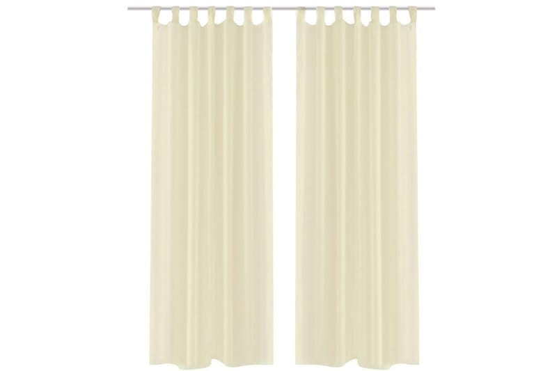Gjennomsiktige Gardiner Krem 140 x 225 cm 2 stk - Creme - Tekstiler - Gardiner - Panelgardin