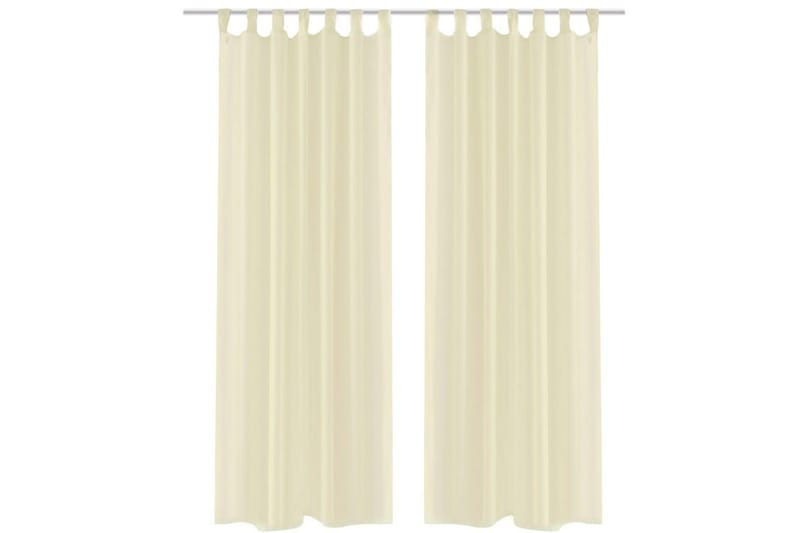 Gjennomsiktige Gardiner Krem 140 x 225 cm 2 stk - Creme - Panelgardin