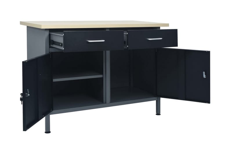 Arbeidsbenk svart 120x60x85 cm stål - Svart - Tekstiler - Gardiner - Rullegardin