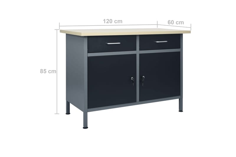 Arbeidsbenk svart 120x60x85 cm stål - Svart - Tekstiler - Gardiner - Rullegardin
