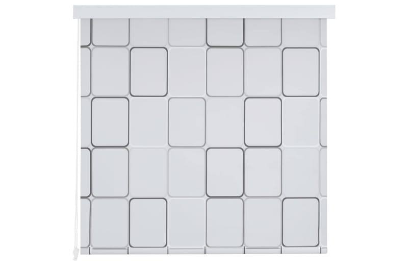 Dusjforheng 100x240 cm kvadrat - Hvit/Grå - Rullegardin