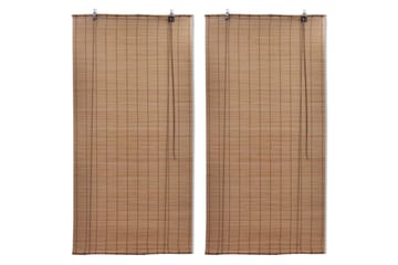 Rullegardiner 2 stk bambus 120x220 cm brun - Tekstiler - Gardiner - Rullegardin