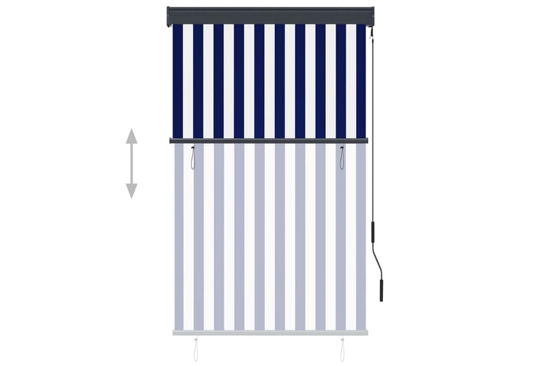 Utendørs rullegardin 100x250 cm blå og hvit - Blå - Tekstiler - Gardiner - Rullegardin