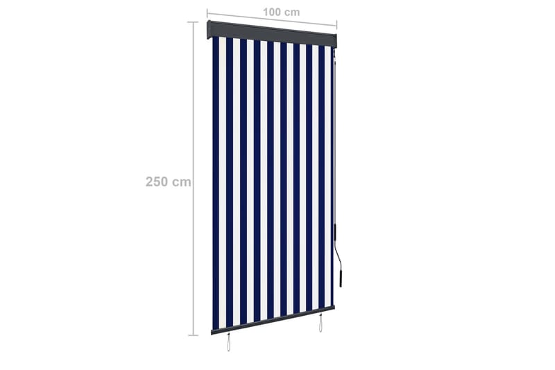 Utendørs rullegardin 100x250 cm blå og hvit - Blå - Tekstiler - Gardiner - Rullegardin