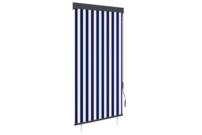 Utendørs rullegardin 100x250 cm blå og hvit - Blå - Tekstiler - Gardiner - Rullegardin