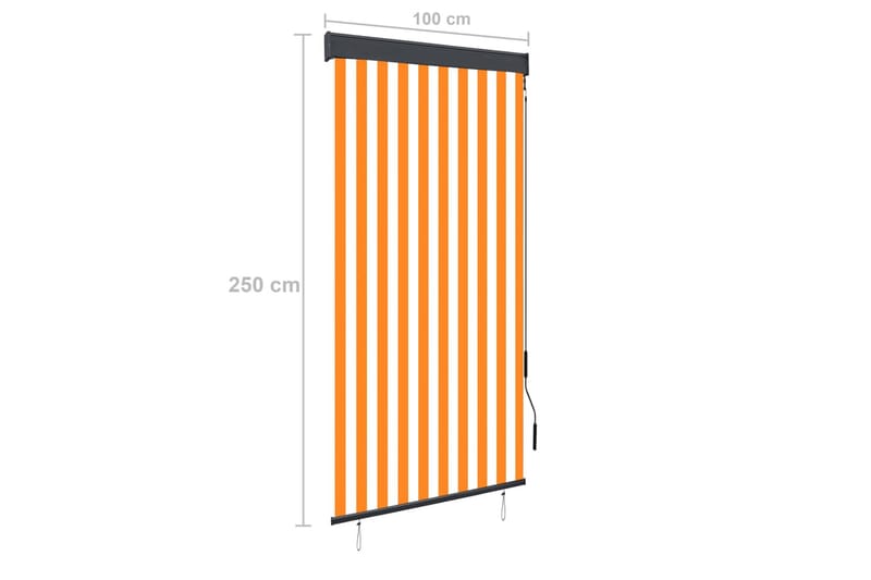 Utendørs rullegardin 100x250 cm hvit og oransje - Oransj - Tekstiler - Gardiner - Rullegardin