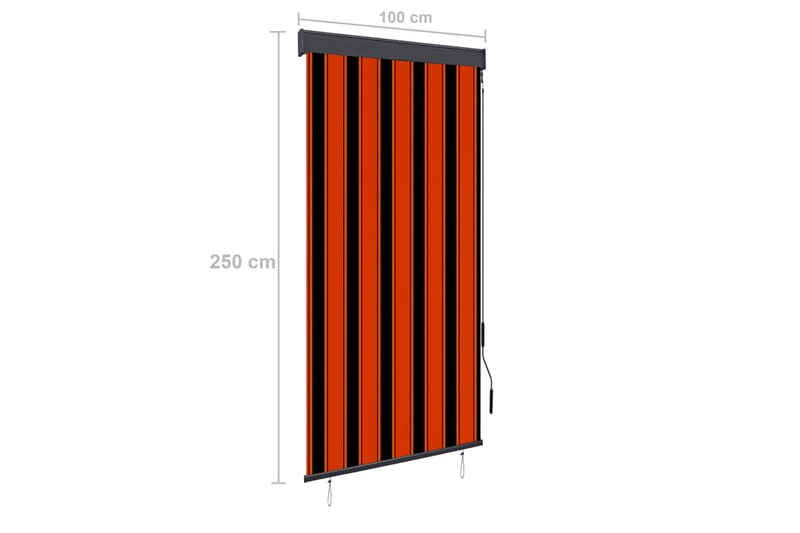 Utendørs rullegardin 100x250 cm oransje og brun - Oransj - Tekstiler - Gardiner - Rullegardin