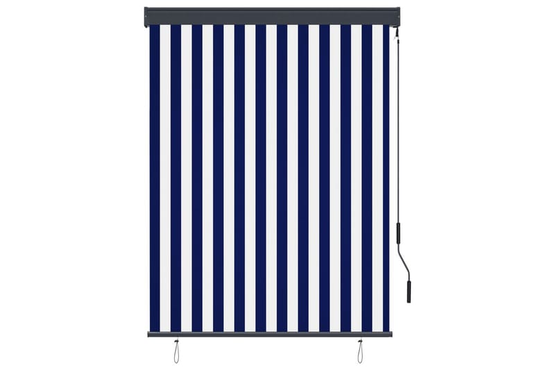 Utendørs rullegardin 120x250 cm blå og hvit - Blå - Tekstiler - Gardiner - Rullegardin
