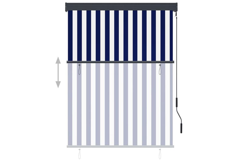 Utendørs rullegardin 120x250 cm blå og hvit - Blå - Tekstiler - Gardiner - Rullegardin