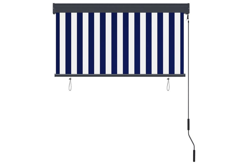 Utendørs rullegardin 120x250 cm blå og hvit - Blå - Tekstiler - Gardiner - Rullegardin