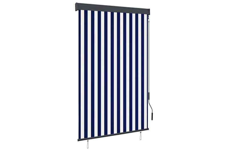 Utendørs rullegardin 120x250 cm blå og hvit - Blå - Tekstiler - Gardiner - Rullegardin