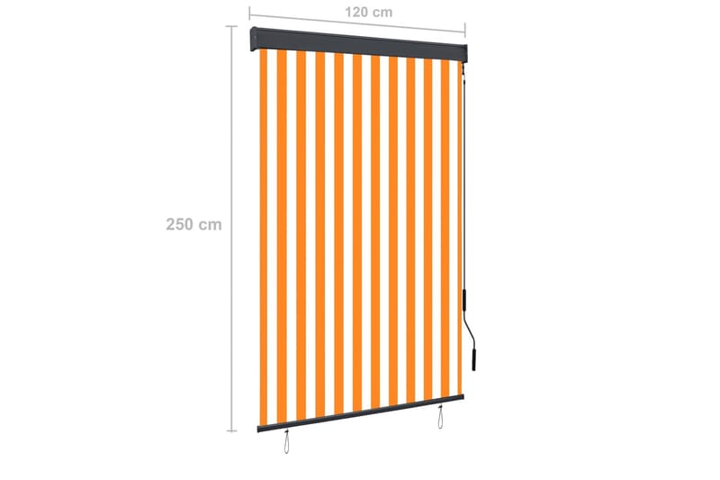 Utendørs rullegardin 120x250 cm hvit og oransje - Oransj - Tekstiler - Gardiner - Rullegardin
