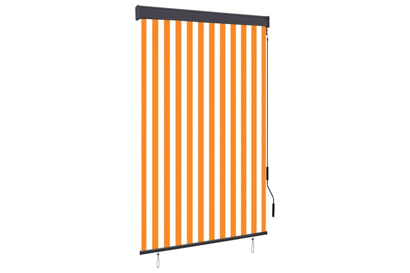 Utendørs rullegardin 120x250 cm hvit og oransje - Oransj - Tekstiler - Gardiner - Rullegardin