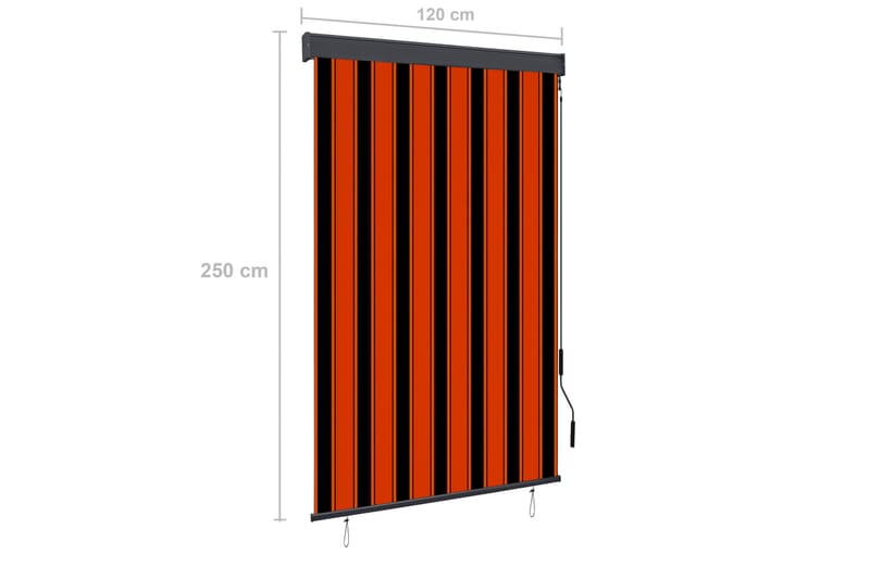 Utendørs rullegardin 120x250 cm oransje og brun - Oransj - Tekstiler - Gardiner - Rullegardin