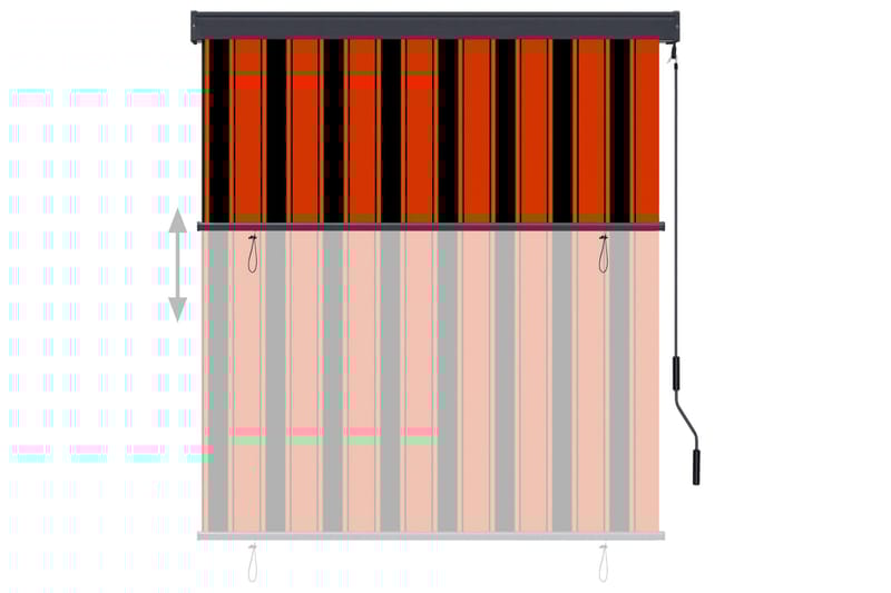 Utendørs rullegardin 140x250 cm oransje og brun - Oransj - Tekstiler - Gardiner - Rullegardin