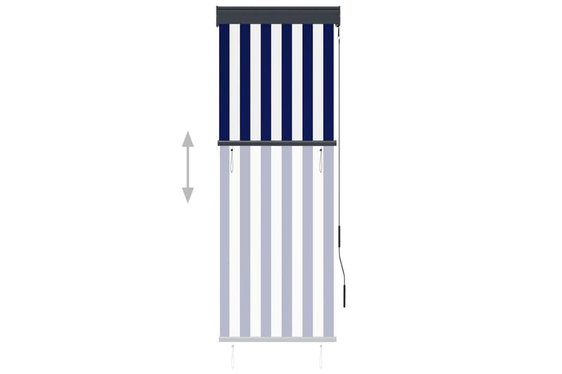 Utendørs rullegardin 60x250 cm blå og hvit - Blå - Tekstiler - Gardiner - Rullegardin