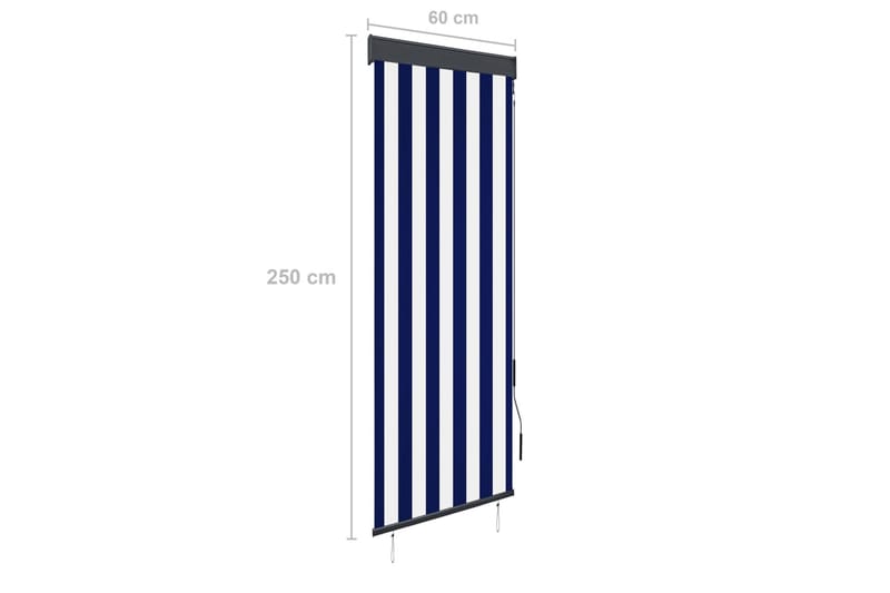 Utendørs rullegardin 60x250 cm blå og hvit - Blå - Tekstiler - Gardiner - Rullegardin