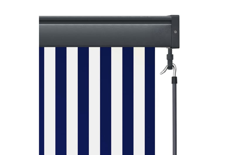 Utendørs rullegardin 80x250 cm blå og hvit - Blå - Tekstiler - Gardiner - Rullegardin