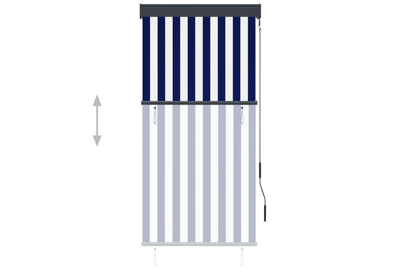 Utendørs rullegardin 80x250 cm blå og hvit - Blå - Tekstiler - Gardiner - Rullegardin