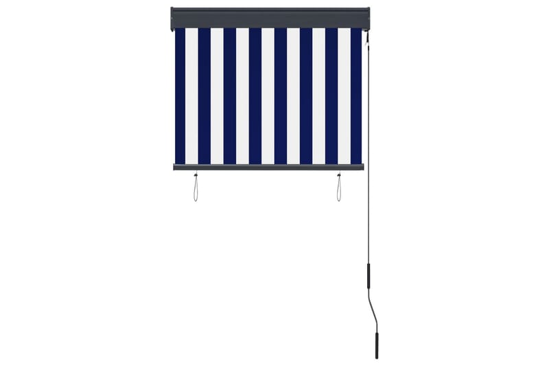 Utendørs rullegardin 80x250 cm blå og hvit - Blå - Tekstiler - Gardiner - Rullegardin