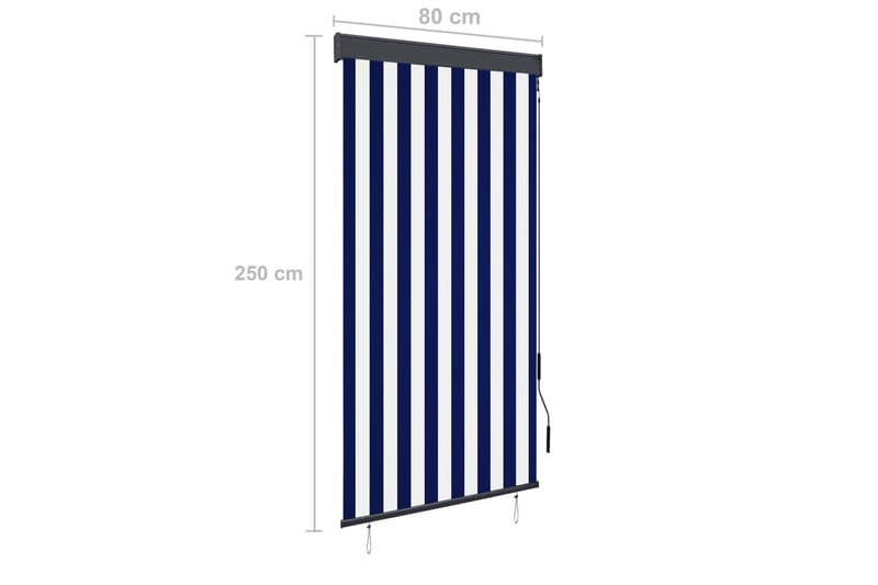 Utendørs rullegardin 80x250 cm blå og hvit - Blå - Tekstiler - Gardiner - Rullegardin