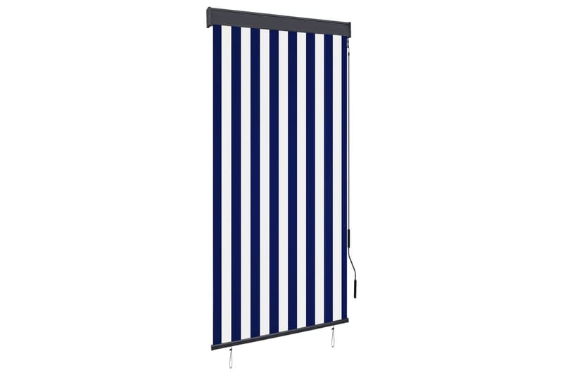 Utendørs rullegardin 80x250 cm blå og hvit - Blå - Tekstiler - Gardiner - Rullegardin