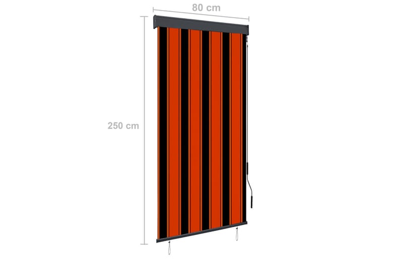 Utendørs rullegardin 80x250 cm oransje og brun - Oransj - Tekstiler - Gardiner - Rullegardin