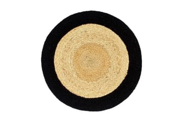 Bordmatter 4 stk naturell og svart 38 cm rund jute og bomull - Tekstiler - Kjøkkentekstiler