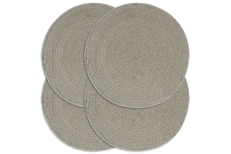 Bordmatter 4 stk ren grå 38 cm rund bomull - Bordbrikke - Kjøkkentekstiler