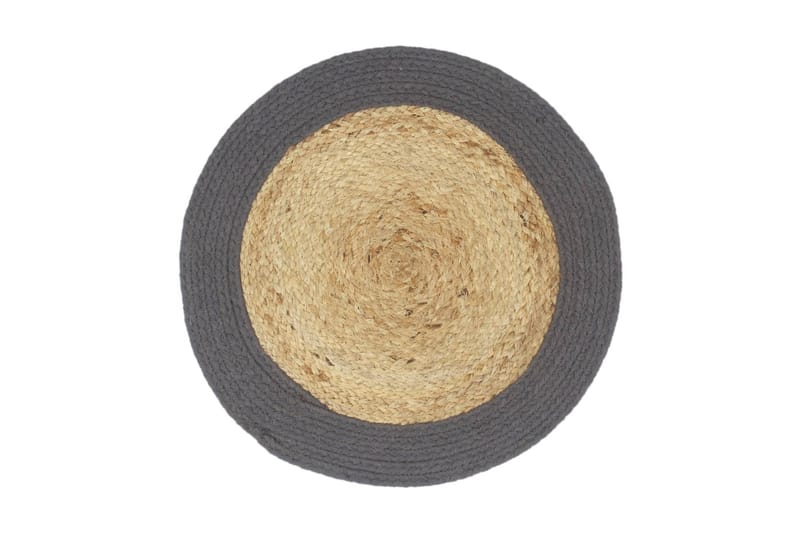 Bordmatter 4stk naturell & antrasitt 38cm rund jute & bomull - Tekstiler - Kjøkkentekstiler