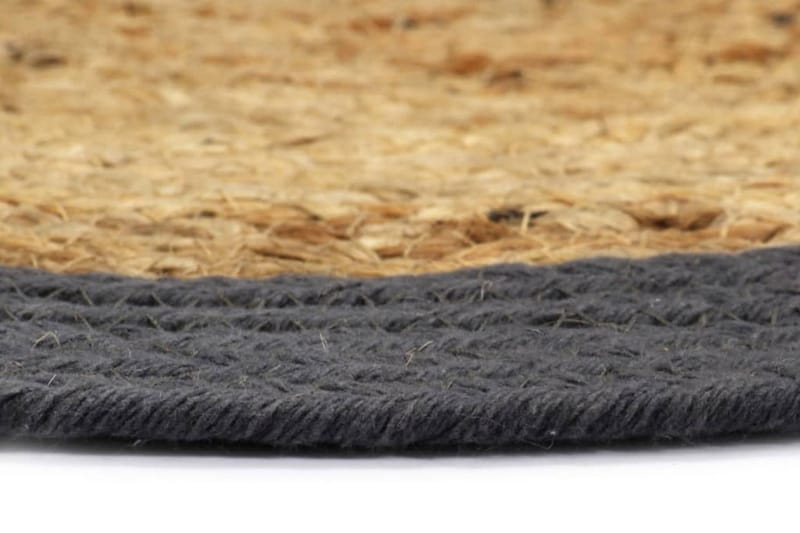 Bordmatter 4stk naturell & antrasitt 38cm rund jute & bomull - Tekstiler - Kjøkkentekstiler