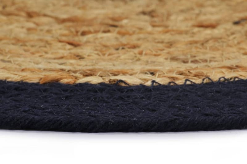 Bordmatter 4stk naturell & marineblå 38cm rund jute & bomull - Tekstiler - Kjøkkentekstiler