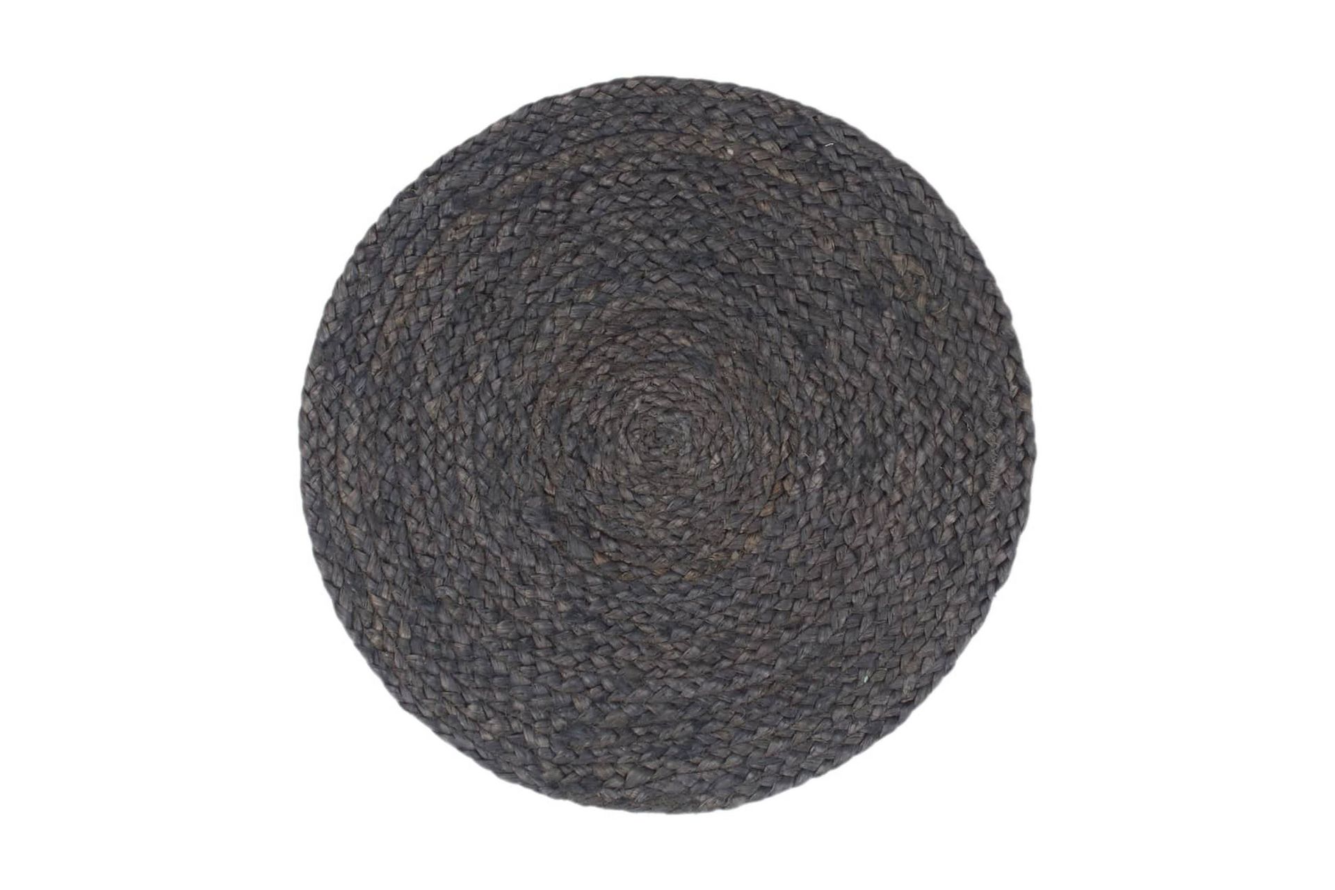 Bordmatter 6 stk ren mørk grå 38 cm rund jute - Tekstiler - Kjøkkentekstiler