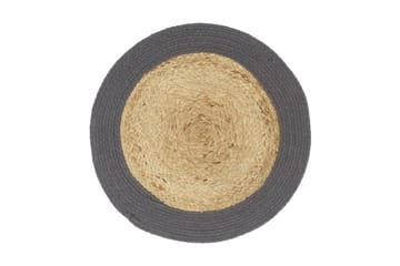 Bordmatter 6stk naturell & antrasitt 38cm rund jute & bomull - Tekstiler - Kjøkkentekstiler
