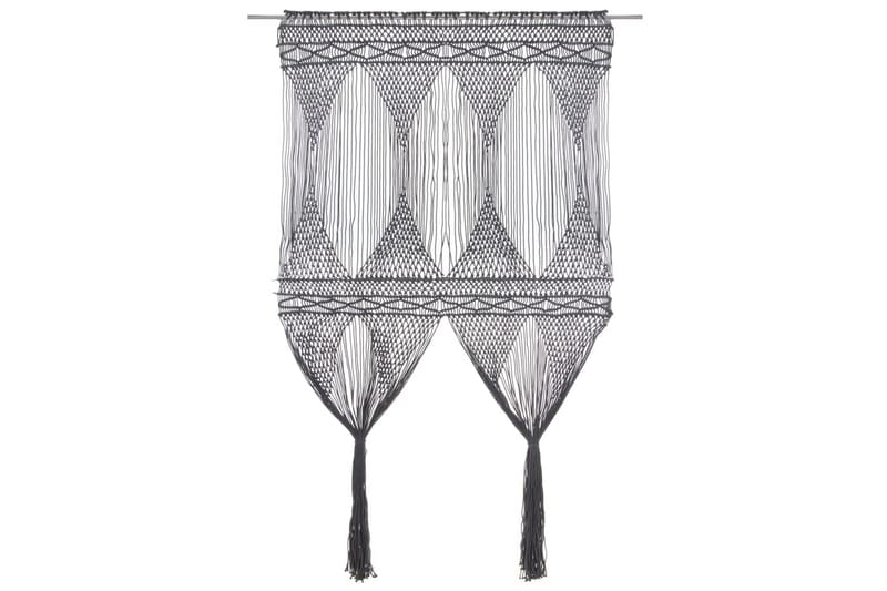 Makramé gardin antrasitt 140x240 cm bomull - Antrasittgrå - Tekstiler - Gardiner